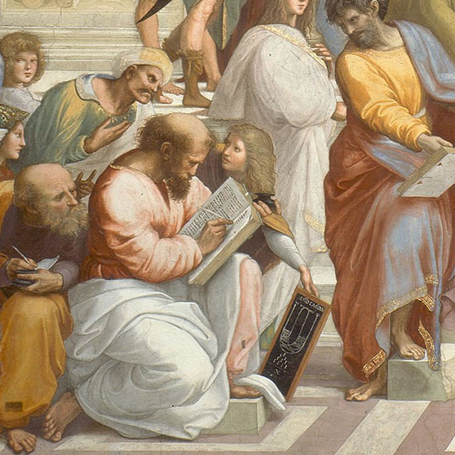 School of Athens detail of Pythagoras