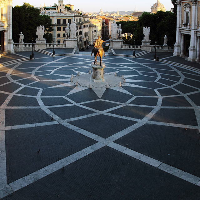 Piazza del Campidoglio sunrise, Michelangelo
